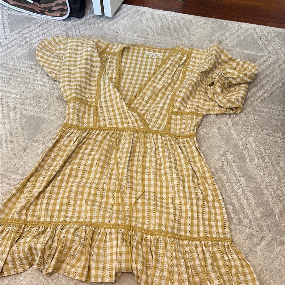 Yellow Gingham Wrap Dress